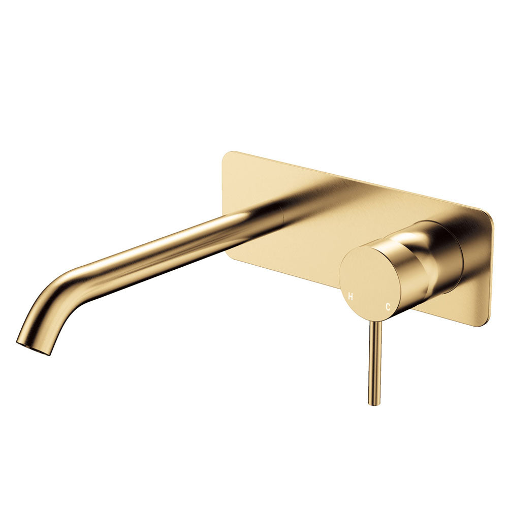 Fienza Kaya Rectangular Plate Wall Basin / Bath Mixer Set - Urban Brass