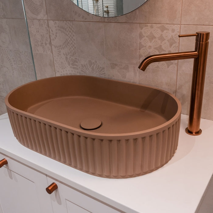 Fienza Kaya Tall Basin Mixer - Brushed Copper