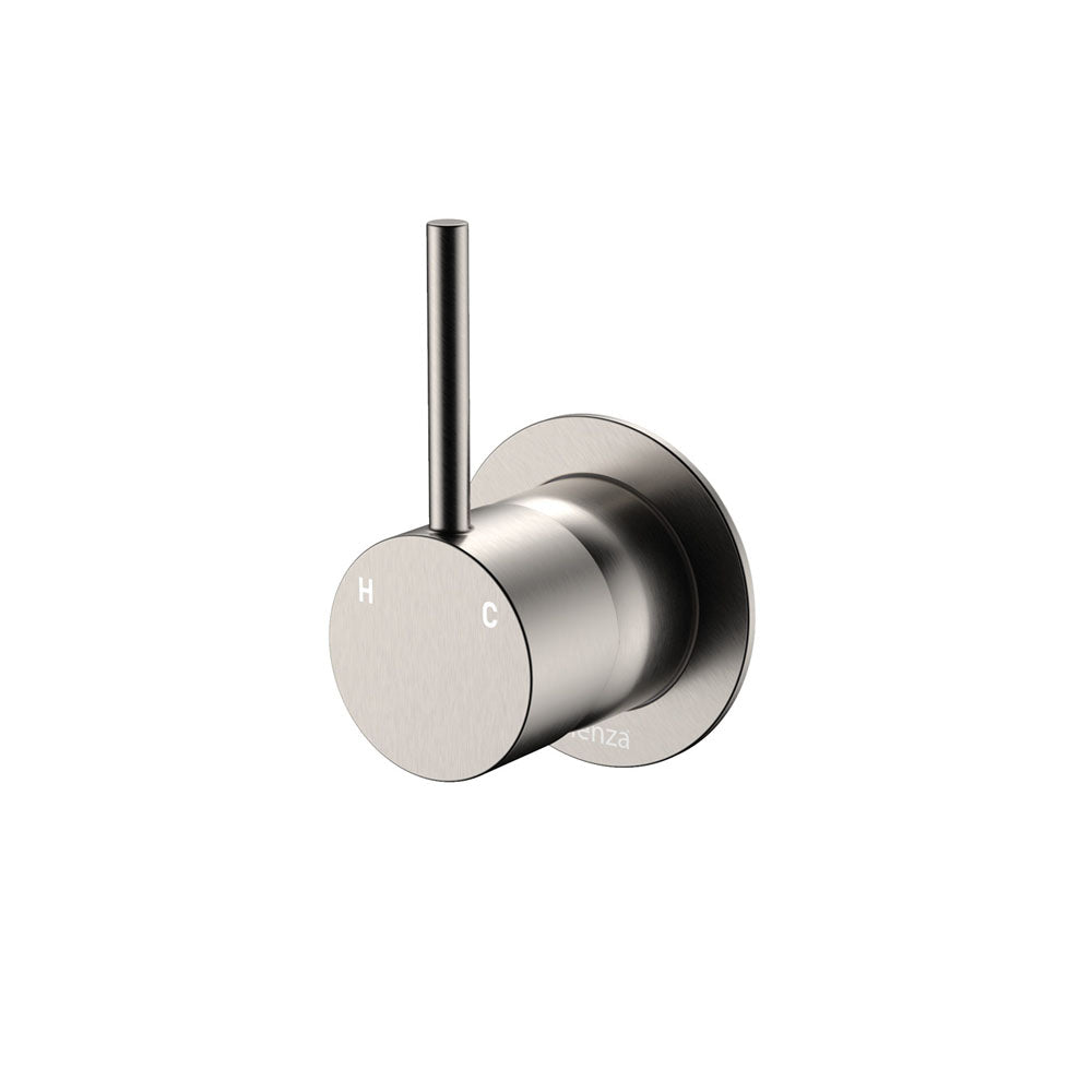 Fienza Kaya Up Small Round Plate Wall Mixer - Brushed Nickel