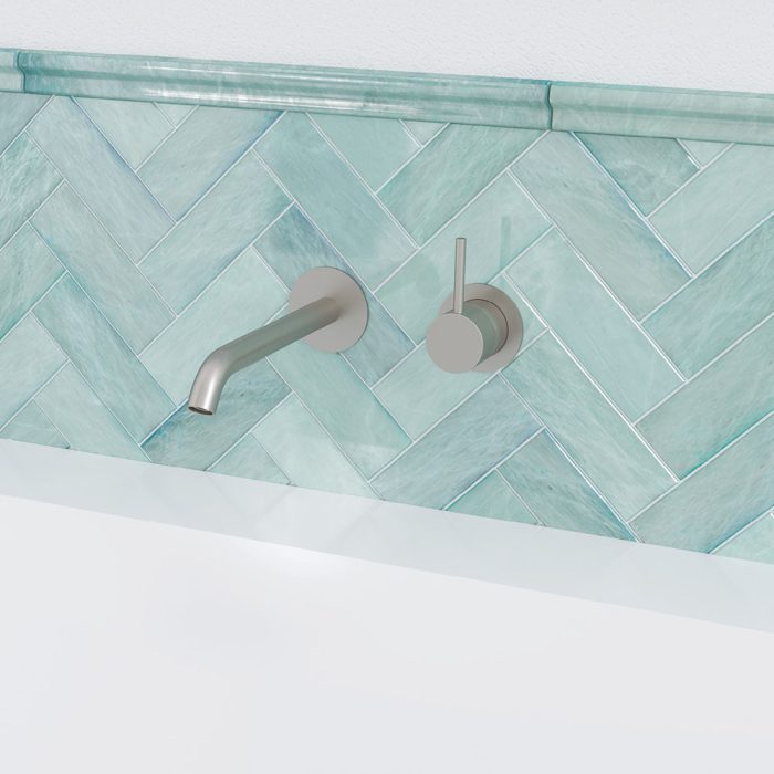 Fienza Kaya Round Plate Up Wall Basin / Bath Mixer Set - Brushed Nickel