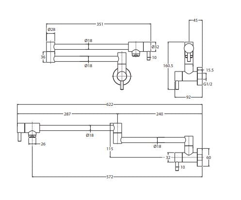 Fienza Kaya Pot Filler - Urban Brass