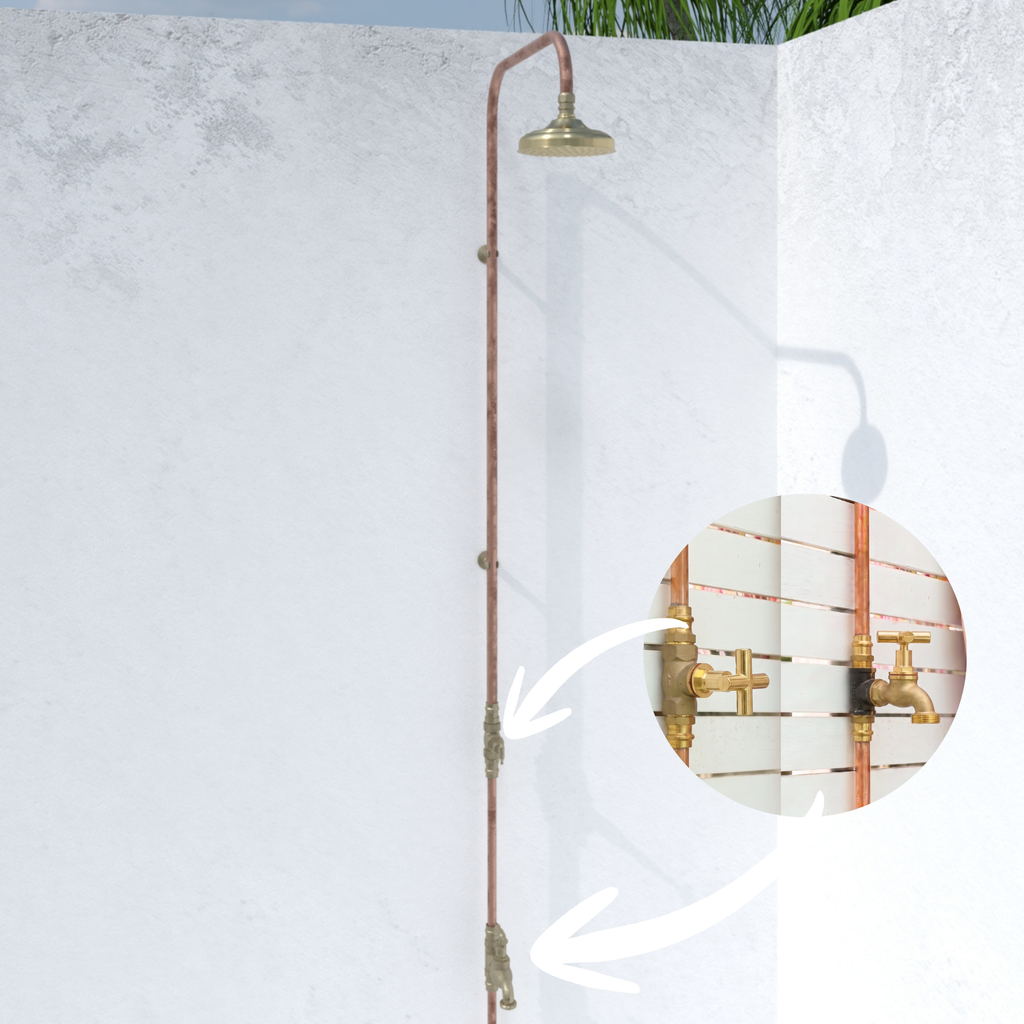 Haven 150mm Brass Copper Outdoor Shower Cold Water Foot Tap