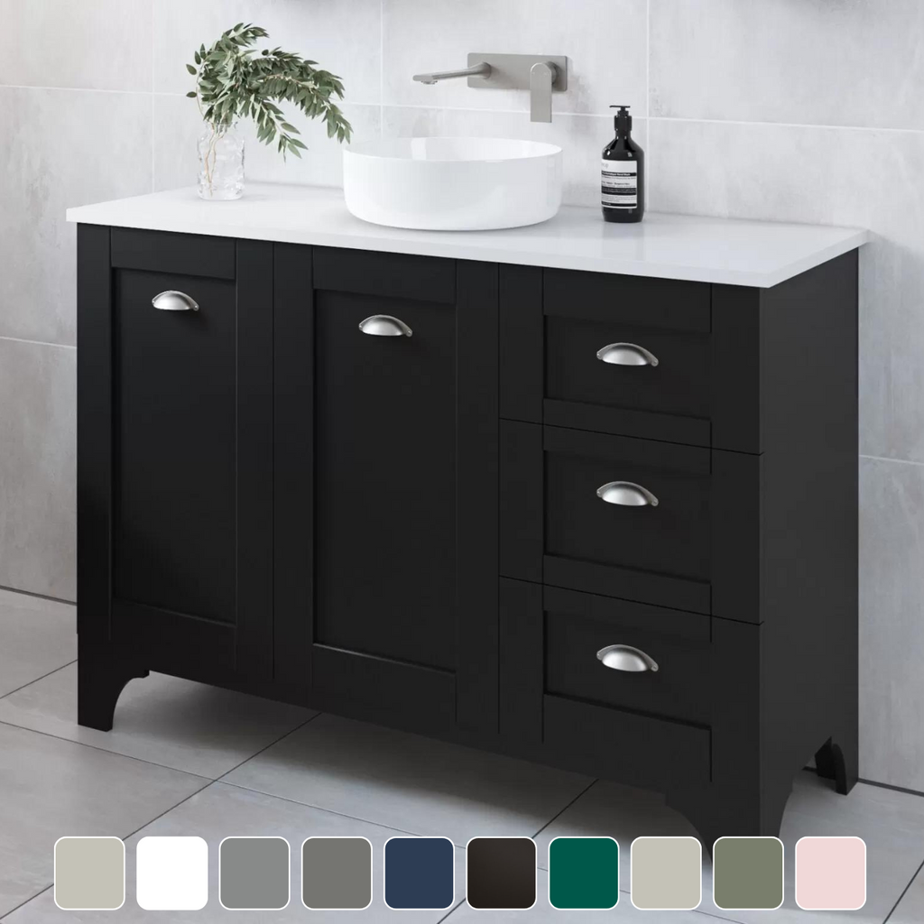 Timberline Windsor Floor Standing Vanity with Silksurface Top & Above Counter Basin