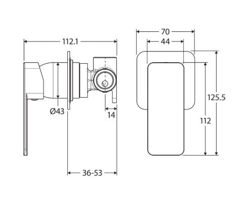 Fienza Tono Square Plate Wall Mixer - Matte Black