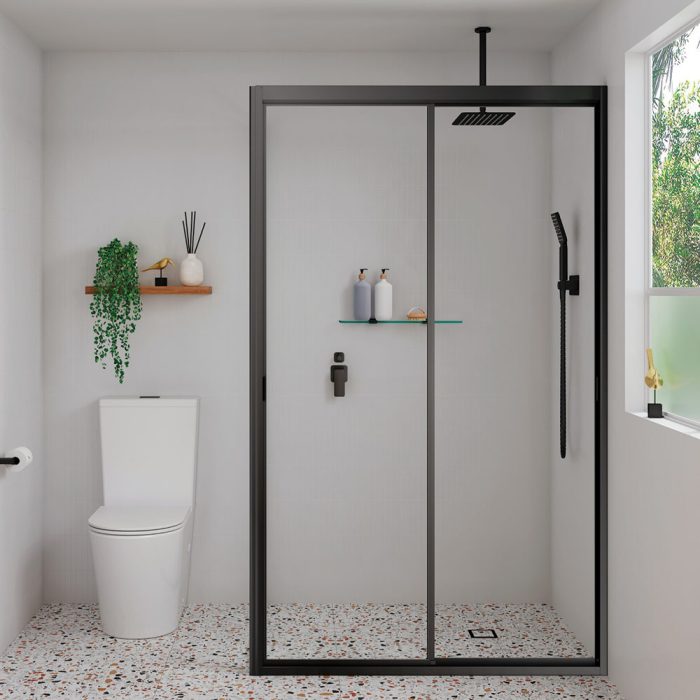 Fienza Tono Square Plates Wall Mixer Diverter - Matte Black