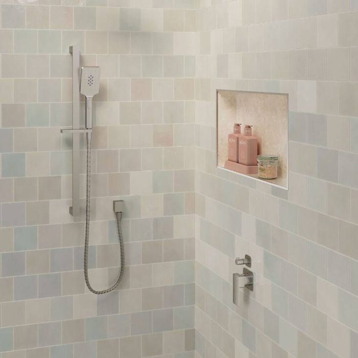 Fienza Tono Square Plates Wall Mixer Diverter - Brushed Nickel