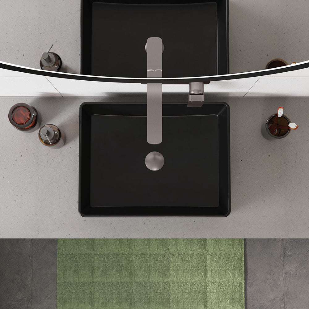 Fienza Tono Rectangular Plate Outlet, Basin/Bath Wall Mixer Set - Gun Metal