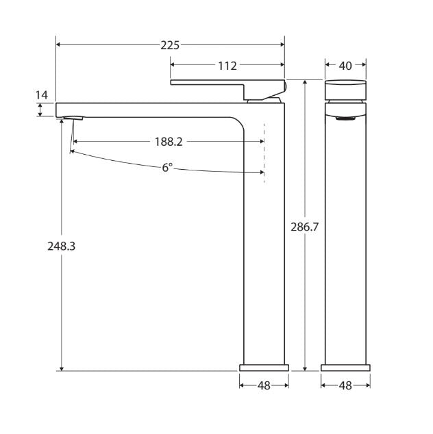 Fienza Tono Tall Basin Mixer - Matte Black