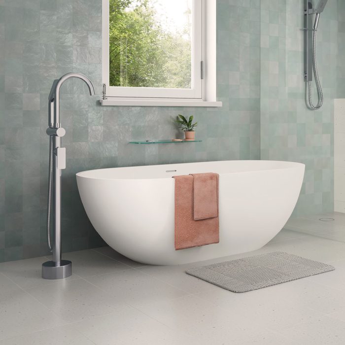 Fienza Tono Floor Mounted Bath Mixer With Hand Shower - Chrome