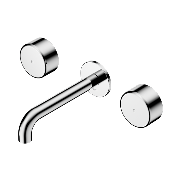 Nero Serenity Wall Basin Set with Spout & Metal Handle - Chrome