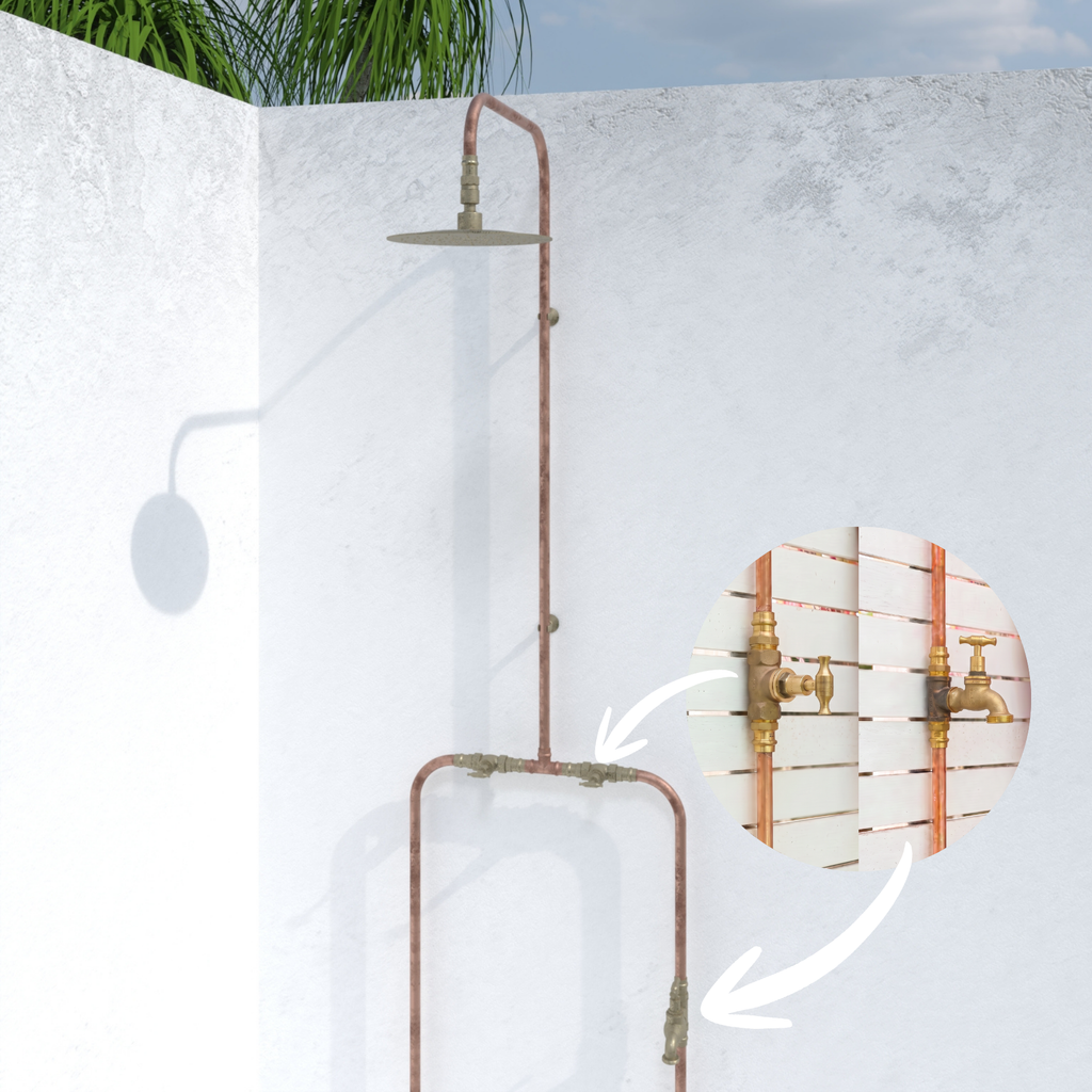 Haven Brass Copper Outdoor Shower Hot & Cold Water Foot Tap