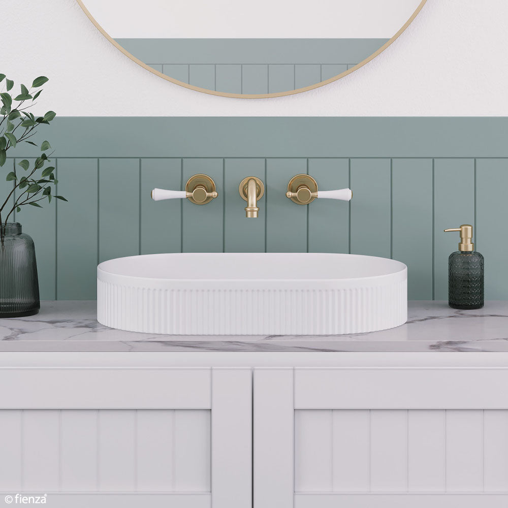 Fienza Lillian Shepherds Crook Lever Basin Set - Urban Brass