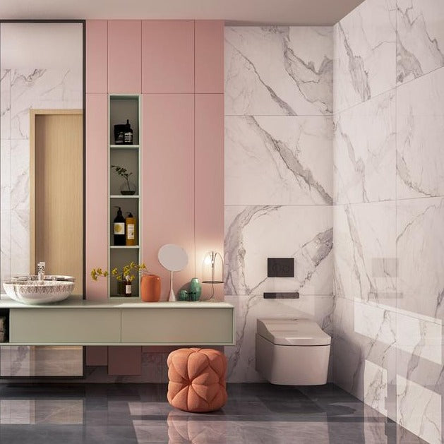Calacatta Marble Look Tile Polished 600x600