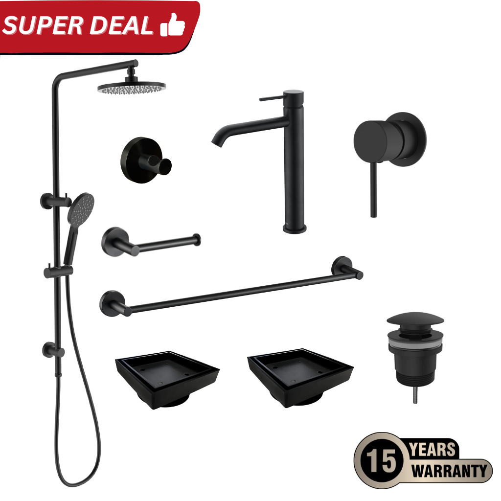 Tapware Shower Complete Bathroom Package Matte Black
