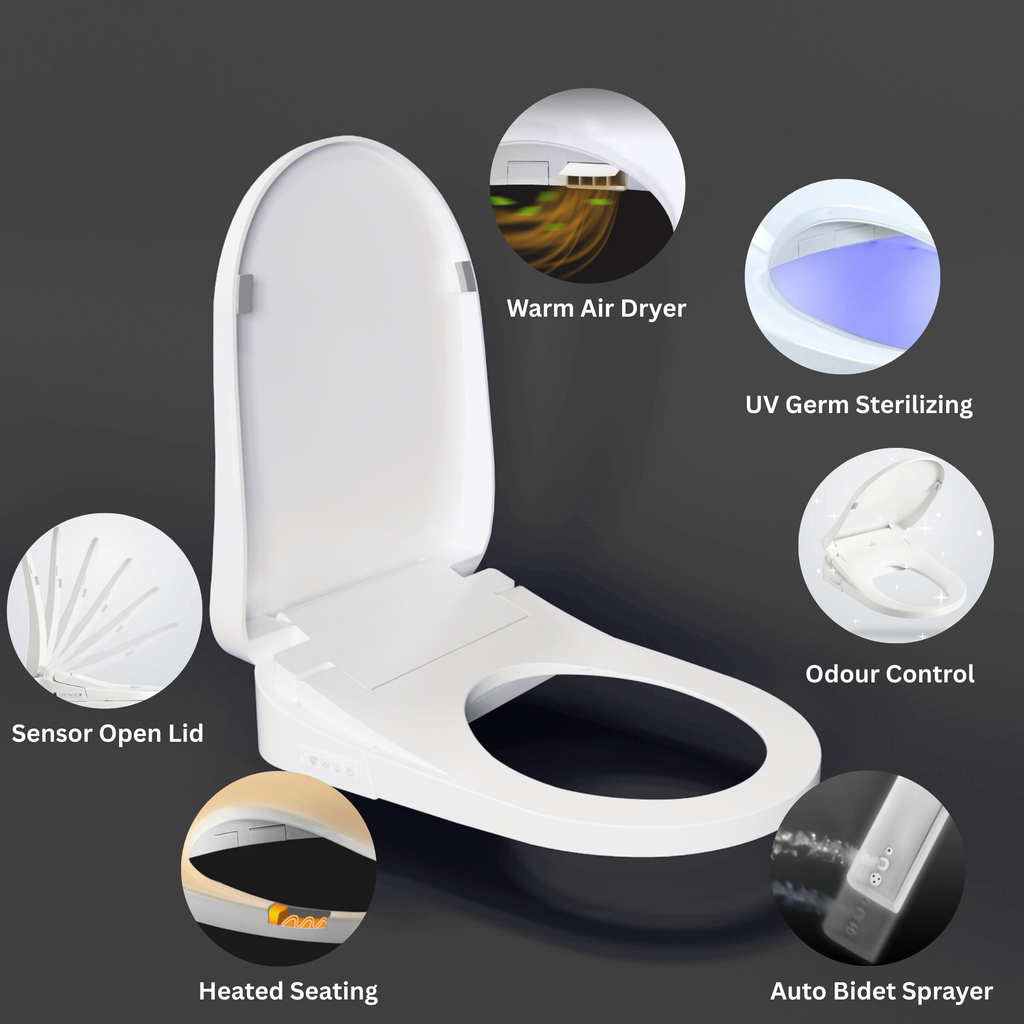 Enno Premium Electric Smart Bidet Toilet Seat With Remote Auto Lid - Gloss White