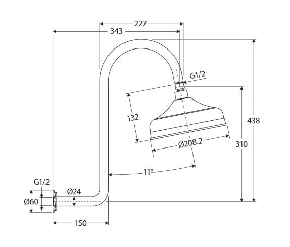 Fienza Lillian Wall Arm Shower Set - Brushed Nickel
