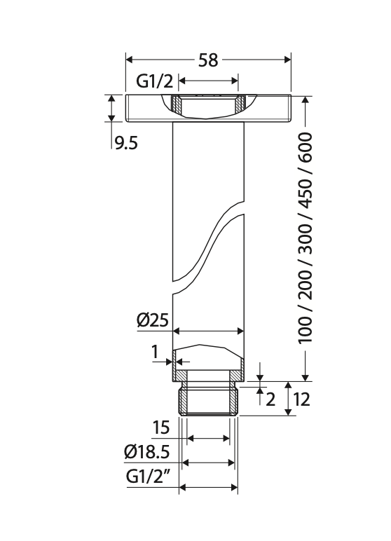 Fienza Kaya Shower Dropper 100mm - Brushed Nickel