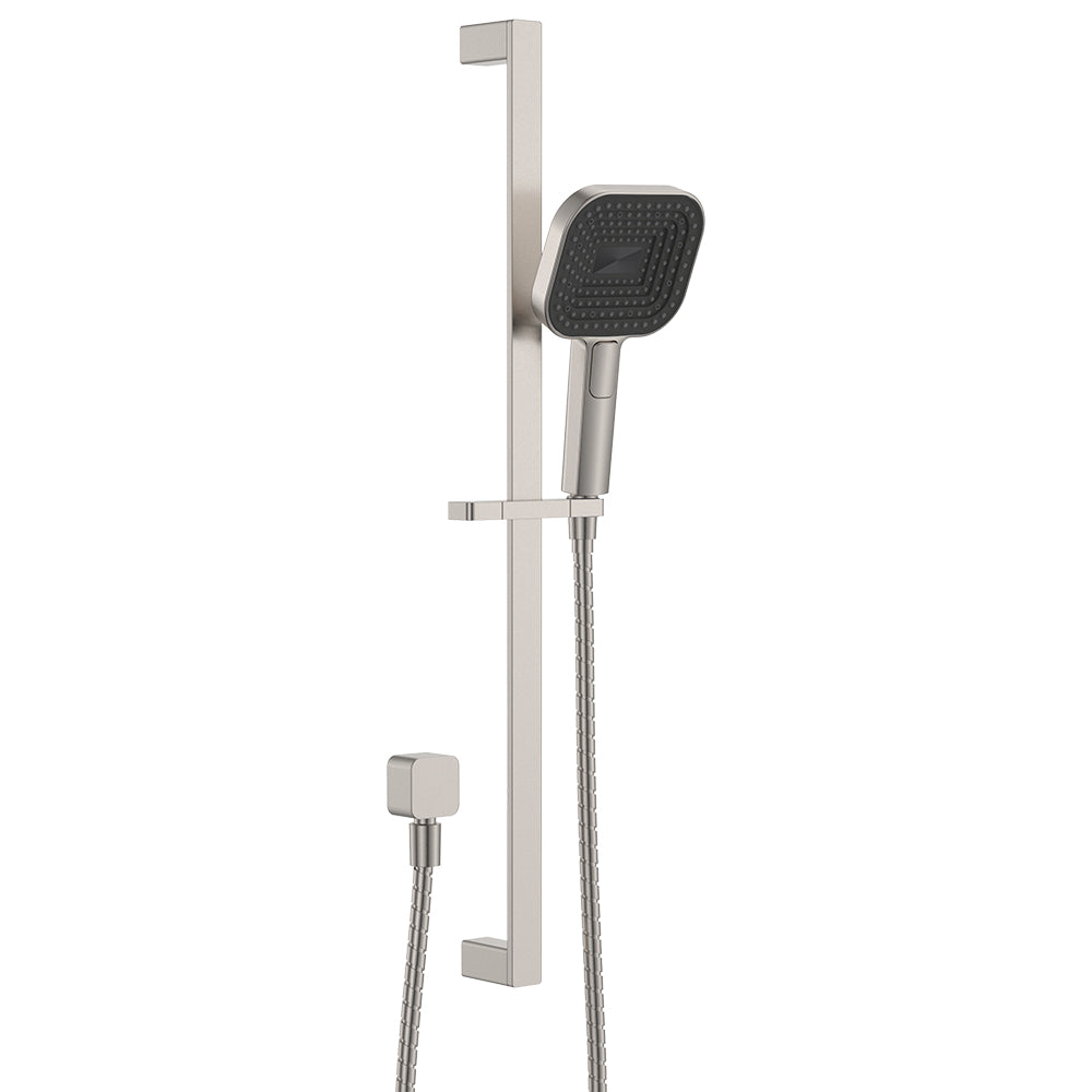 Fienza Kuro Rail Shower Soft Square Head - Brushed Nickel