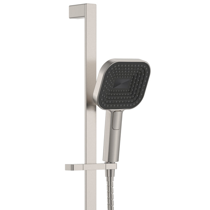 Fienza Kuro Rail Shower Soft Square Head - Brushed Nickel