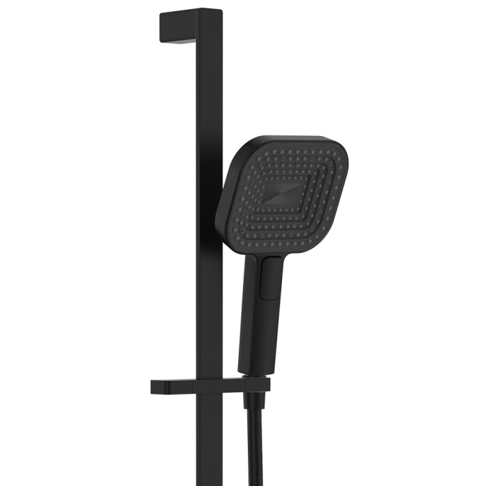 Fienza Kuro Rail Shower Soft Square Head - Matte Black