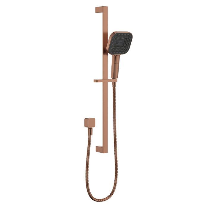 Fienza Kuro Rail Shower Soft Square Head - Brushed Copper