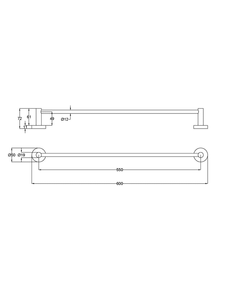 Otus Slimline SS304 Single Towel Rail - Brushed Copper