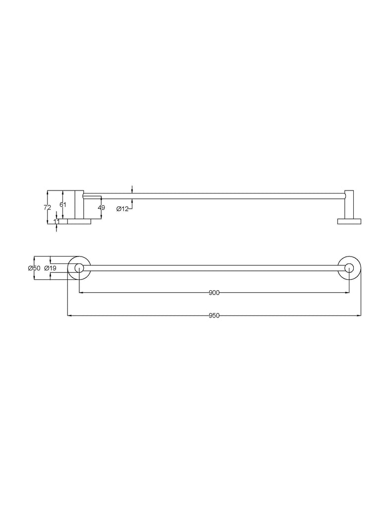 Otus Slimline SS304 Single Towel Rail - Brushed Copper