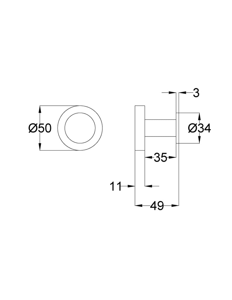 Otus Slimline SS304 Robe Hook - Brushed Copper