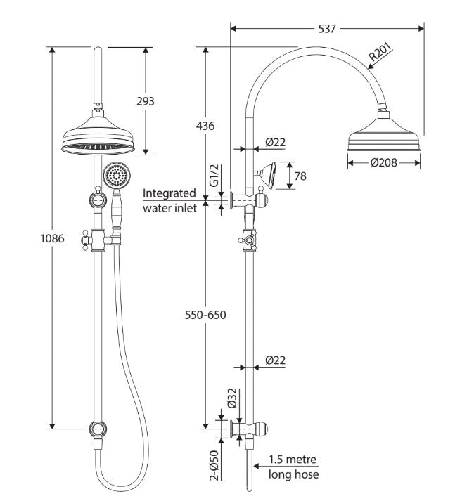 Fienza Lillian Multifunction Rail Shower - Brushed Nickel