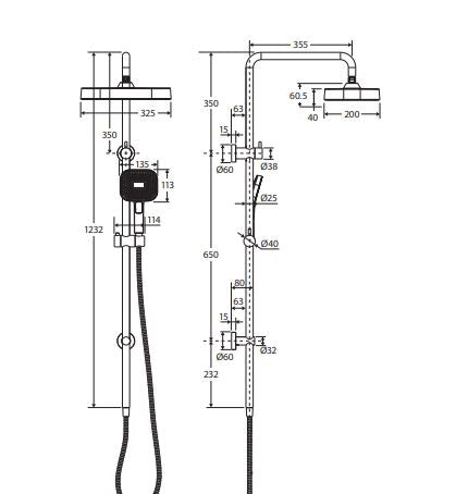Fienza Kuro Twin Shower - Matte Black