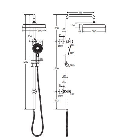 Fienza Kuro Twin Shower - Matte Black