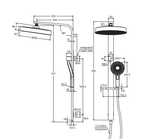 Fienza Kuro Deluxe Twin Shower - Brushed Copper