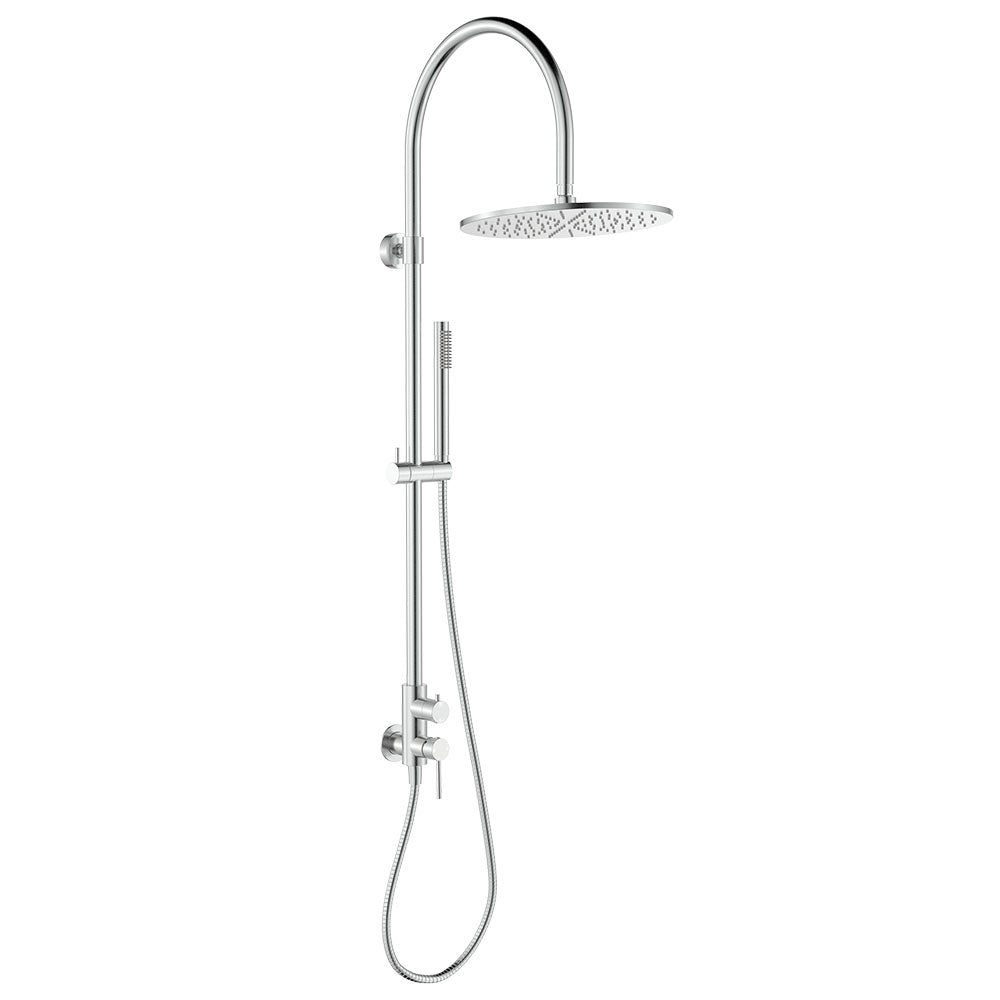 Fienza Kaya Wall Mounted Outdoor Twin Shower - Brushed Stainless Steel