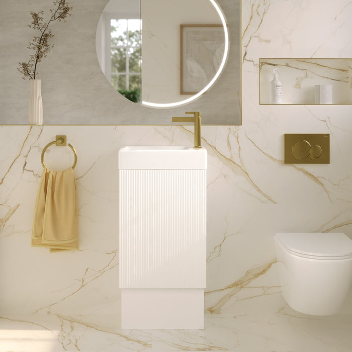 Fienza Minka 450 Vanity on Kickboard - Satin White