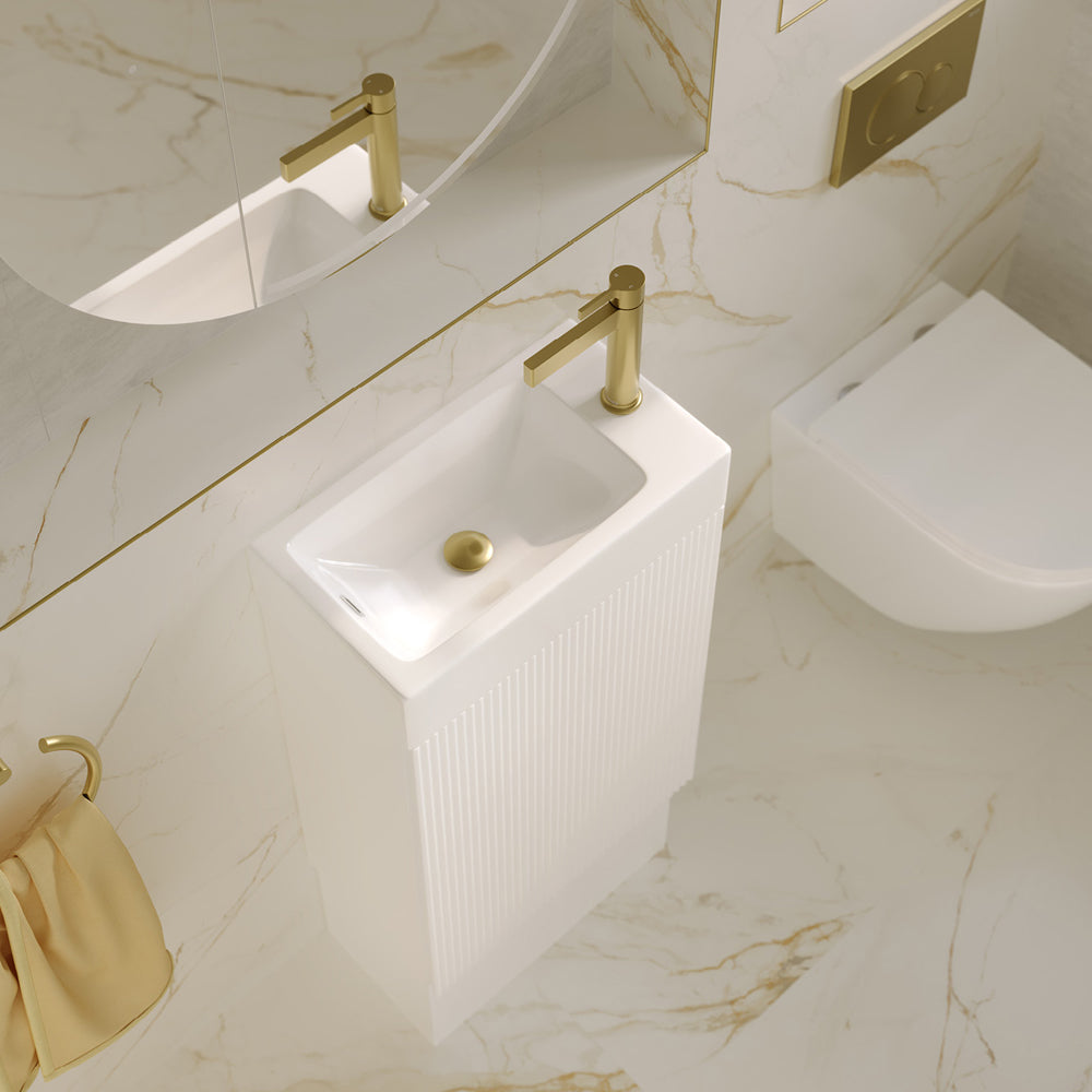 Fienza Minka 450 Vanity on Kickboard - Satin White