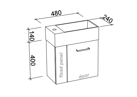 Timberline Frankie Wall Hung Compact Small Vanity with Liberty Ceramic Top
