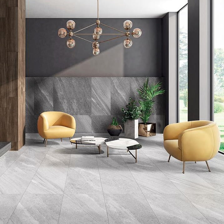 Crest Light Grey Sandstone Look Tile 600x1200