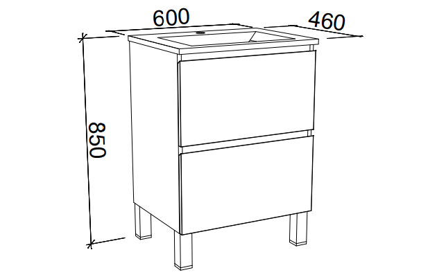Timberline Nevada Plus Floor Standing Vanity with Above Counter Basin On Legs