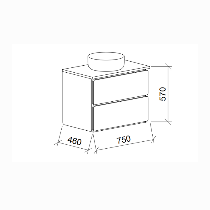 Timberline Colby Wall Hung Vanity With Silk Surface Top and Above Counter Basin