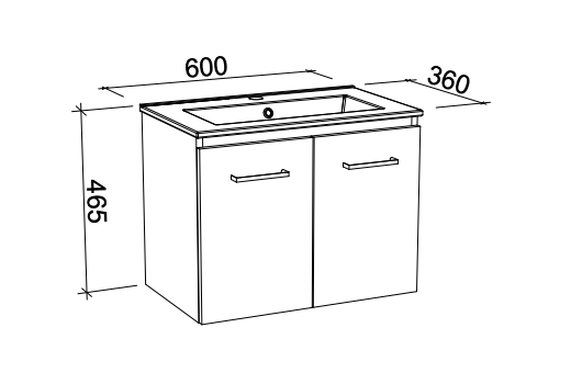Timberline Florida Ensuite Wall Hung Compact Small Vanity with Ceramic Top