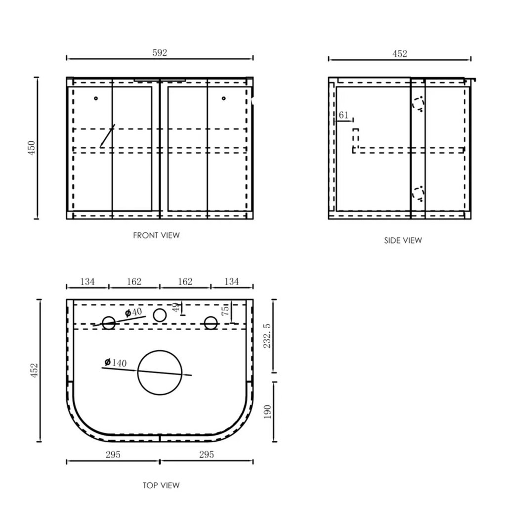 Otti Hampshire Wall Hung Vanity - Satin White