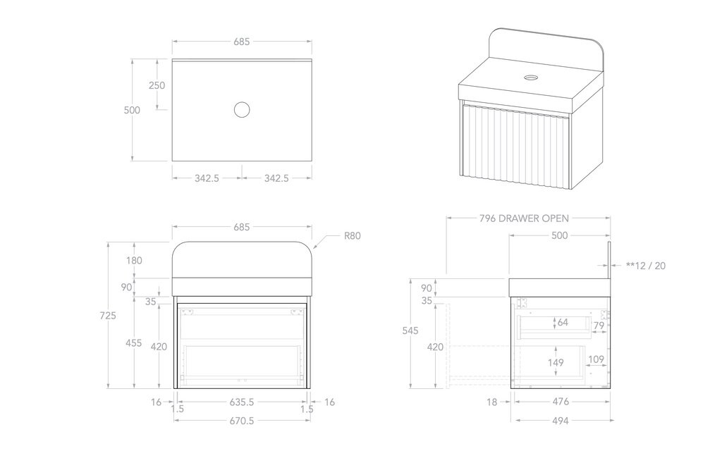 ADP Harper Wall Hung Vanity