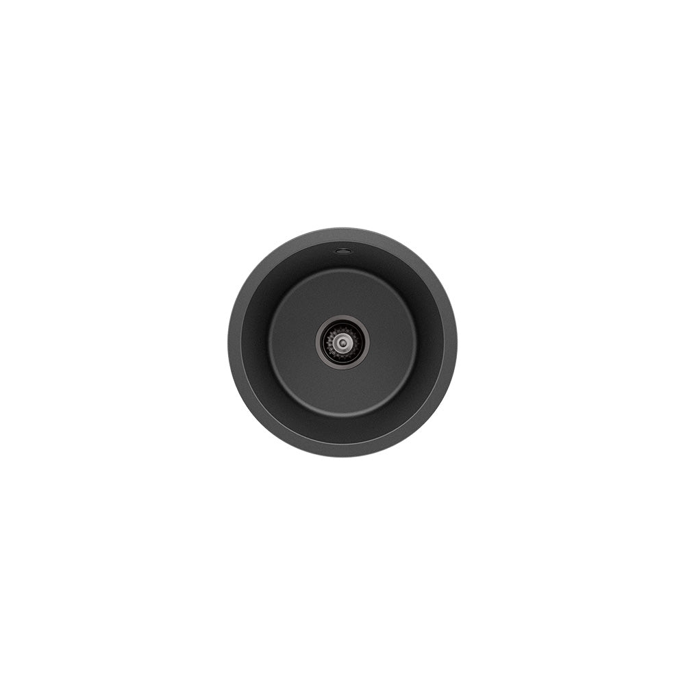 Fienza Kuro Granite 22L Round Single Bowl Kitchen Sink - Matte Black