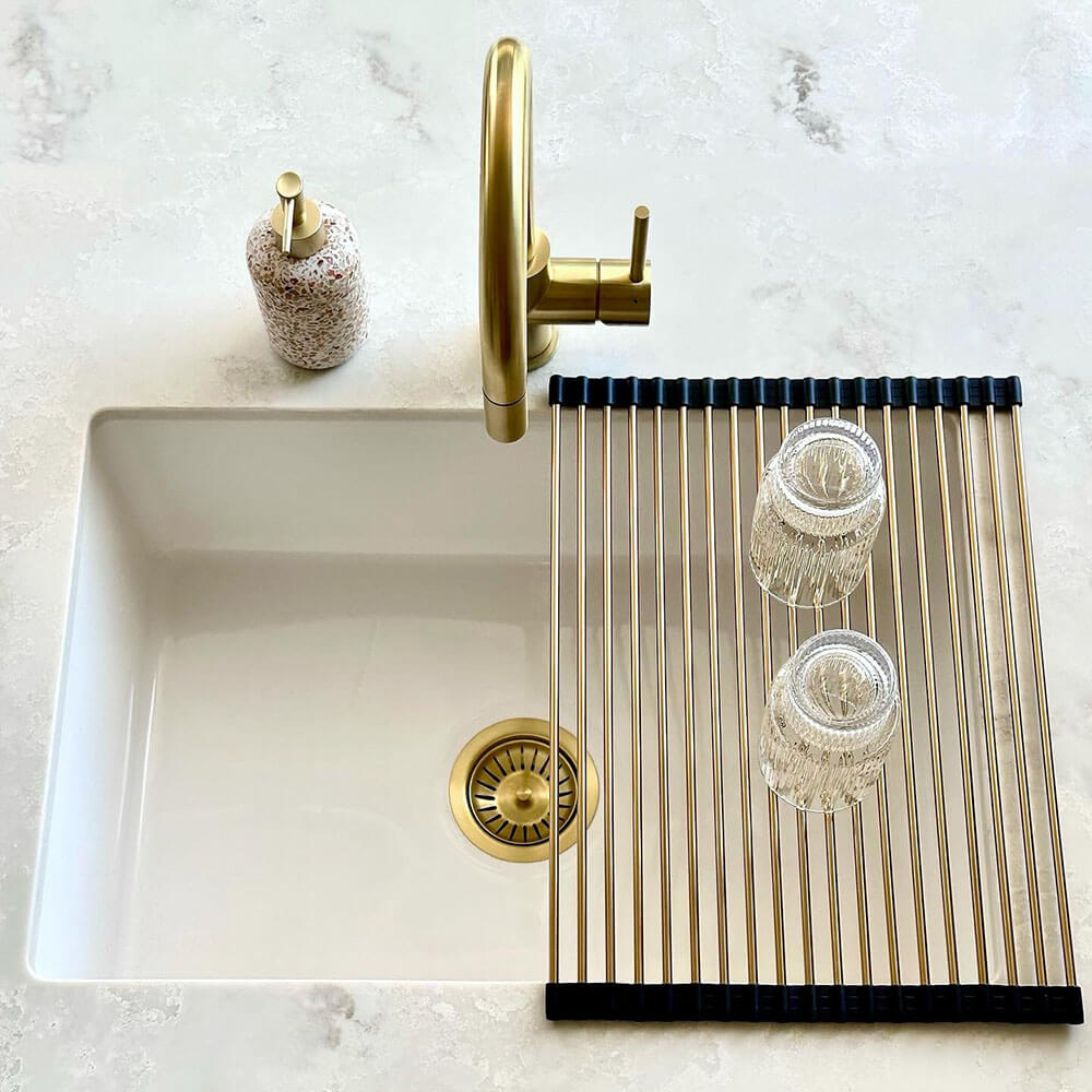 Turner Hastings Roll-Up Sink Drainer 43 x 32 - Brushed Brass