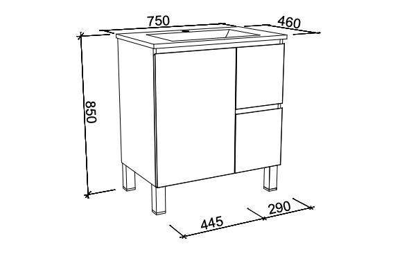 Timberline Nevada Floor Standing Vanity with Above Counter Basin on Legs