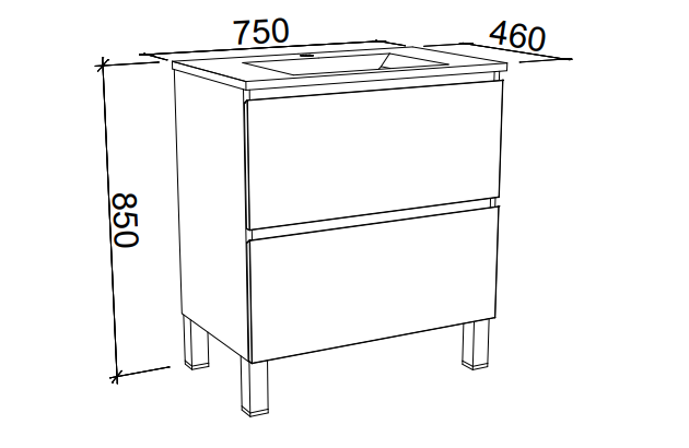 Timberline Nevada Plus Floor Standing Vanity with Above Counter Basin On Legs