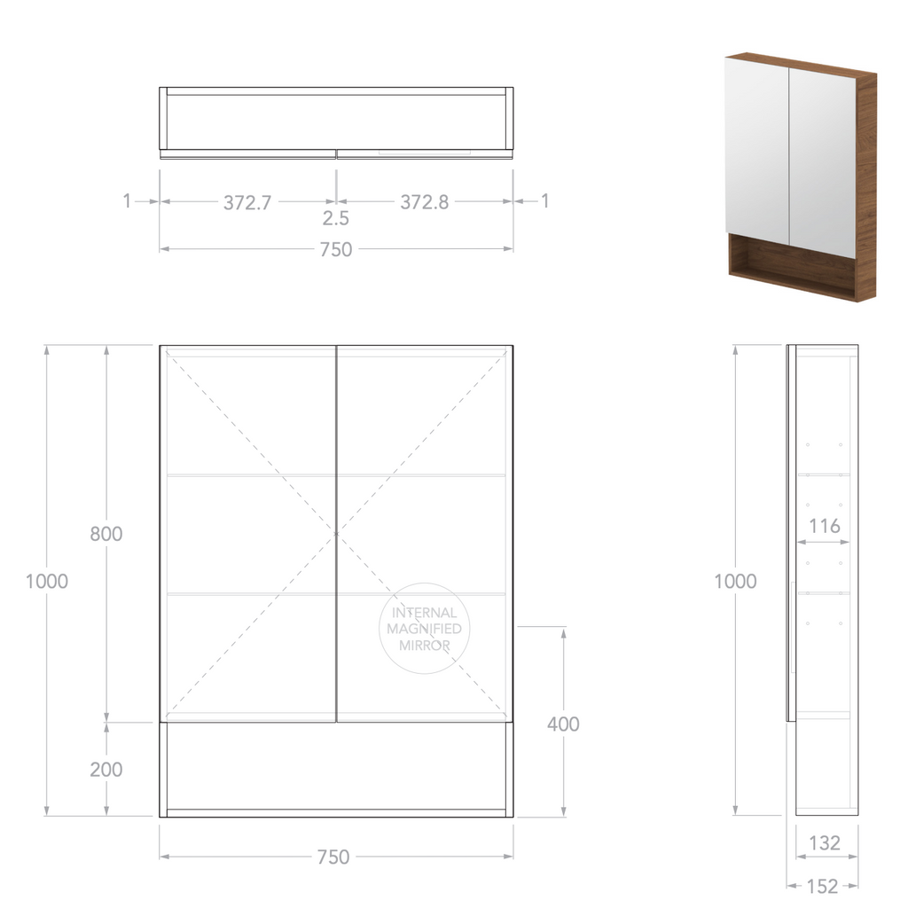 ADP Eli Mirrored Shaving Cabinet