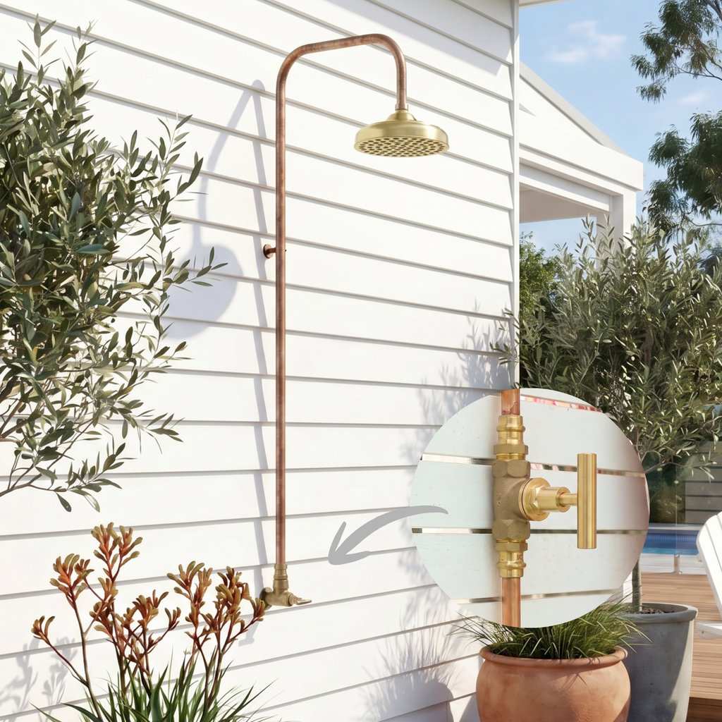 Haven 150mm Brass Copper Outdoor Shower Head Set Cold Water