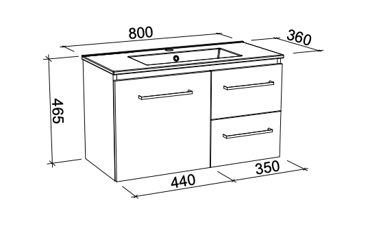 Timberline Florida Ensuite Wall Hung Compact Small Vanity with Ceramic Top