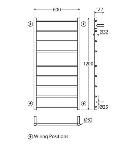 Fienza Isabella Heated Towel Rail - Chrome